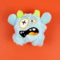 Cute funny monster plush toy, blue fluffy pet toy with green horns, funny expression variant. - Sky Blue Small (For Puppy)