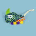 Cute colorful cat toy interactive fabric plush pet toy with rope tail for playful kittens. - Rhino / Blue