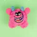 Pink plush monster dog toy with blue horns, cute and funny stress relief toy for pets. - Dark Pink Small (For Puppy)