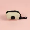 Mini cute neoprene dog poop bag dispenser holder with hook for pet walking daily use - One Size / Off White
