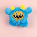 Blue fluffy monster plush toy with yellow horns and funny face, cute pet toy for gifts. - 11.5*9cm / Blue Small