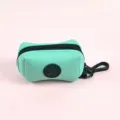 Mint green neoprene dog waste bag dispenser, mini cute pet poop bag holder with black hook. - One Size / Teal