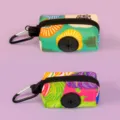 Floral print dog waste bag holder set, portable pet poop bag dispenser for outdoor walking. - One Size / Combination 6 Retro Round Flower + Colorful Rainforest