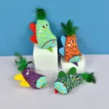 Colorful plush pet toys with feathers and cute embroidered expressions for cats and dogs. - One Size / Cat Toy Random Style 10