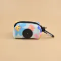 Cute portable dog waste bag dispenser pouch with metal carabiner for outdoor walking pets. - One Size / Pink Sunflower