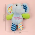 Blue plush elephant toy with cute colorful geometric triangle patterns and soft fabric. - One Size / Small Elephant Squeaky