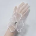 Guanto da sposa in pizzo a rete bianca fiore a mano accessorio fotografico per festa di nozze - Grande Fiocco in Strass di Fiori