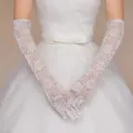 White lace bridal gloves long wedding dress accessories elegant floral hollow design. - One Size / Style 9