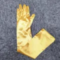 Long yellow satin gloves for women opera length evening party wedding costume accessories - Orange-Yellow