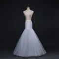 White mermaid petticoat detail, multi-layer tulle crinoline, elastic waist skirt support. - A-Line Waist Cincher