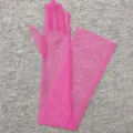 70cm pink sheer mesh long gloves for women, elegant evening party and costume wear. - Rose Red