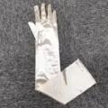 Long satin evening gloves over elbow length wedding prom party costume accessories beige - Champagne