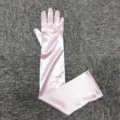 Lunghi guanti d'opera in raso rosa per eleganti feste serali, matrimoni e spettacoli speciali. - 55cm / Rosa