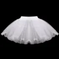 White Petticoat Tutu Skirt Elastic Waist 3-Layer Mesh Lolita Short Underskirt Accessories - Puffy Soft Support Lace Universal Size