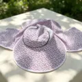 Women summer floral sun hat with wide brim and neck flap for outdoor gardening work. - M (56-58cm) / Purple Floral