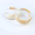 Acrylic C-shape geometric hoop earrings, glossy color-blocking detail view, fashion ear jewelry. - White Amber 416-3