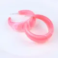 Glossy pink marble acrylic geometric C-shape hoop earrings for women fashion jewelry accessory - Marble Pink 416-5