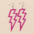 Pendientes colgantes de rayo hueco acrílico rosa neón mujer joyería de moda llamativa - Forma de Rayo Hueco / Púrpura