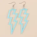 Pendientes de rayo hueco de acrílico, aretes colgantes azules fluorescentes para mujer. - Forma de Rayo Hueco / Azul Claro