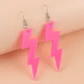 Pendientes de gancho de rayo de acrílico rosa, pendientes colgantes de neón de moda. - Rayo / Rosa rojo