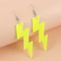 Pendientes de rayo acrilico amarillo neon, bonita joyeria de oreja larga para mujeres. - Rayo / Amarillo