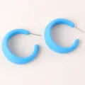 Chic blue C-shaped hoop earrings candy color geometric acrylic studs for women daily wear. - Light Blue