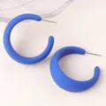 Minimalist blue painted C-hoop earrings, chic candy color geometric acrylic ear jewelry for women - Sapphire Blue