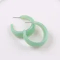 Light green acrylic C-shaped hoop earrings for women, glossy geometric minimalist jewelry. - Light Green 416-6