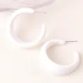 White Painted C-Hoop Earrings Geometric Acrylic Chunky Earrings Minimalist Fashion Jewelry - White