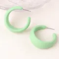 Minimalist mint green hoop earrings matte painted geometric C-shaped ear jewelry for women - Apple Green
