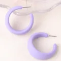 Minimalist candy colored purple C-shaped hoop earrings for women, chic geometric acrylic jewelry. - Light Purple