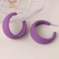 Simple purple baked paint C-ring hoop earrings candy color geometric acrylic women jewelry - Purple