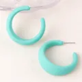 Candy color chunky C hoop earrings, minimalist mint green acrylic geometric ear studs. - Blue