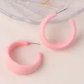 Pink C-Shape Hoop Earrings Candy Color Geometric Acrylic Earrings Fashion Jewelry For Women - Pink