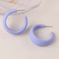 Candy color purple acrylic hoop earrings, simple geometric design fashion jewelry for women. - Azure Blue