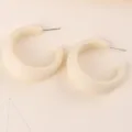 Minimalist matte cream geometric C-shaped hoop earrings, stylish acrylic candy color ear jewelry. - Off White