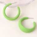 Colorful candy green chunky C-shape hoop earrings for women stylish acrylic fashion jewelry - Fruit Green