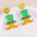 Aretes colgantes sombrero verde barba naranja acrílico para joyería de moda festiva - Sombrero de Santa con Barba