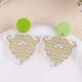 Pendientes de barba de acrilico a cuadros verdes San Patricio joyeria de fiesta chic - Bigote Transparente