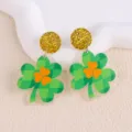 Pendientes de acrílico trébol verde San Patricio joyería festiva para mujeres regalo - Trébol