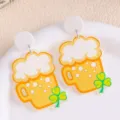 Pendientes jarra de cerveza San Patricio trébol acrílico joyería de moda mujer - Cerveza