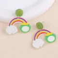 Pendientes de acrílico arcoíris y olla de oro de San Patricio, aretes con brillantina. - Lata Verde Arco Iris