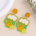 Pendientes de botón de acrílico trébol taza cerveza San Patricio regalo fiesta - Cerveza Burbujas Verdes