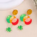 Pendientes de acrílico de San Patricio con globos lindos y diseño de trébol festivo. - Globo Verde Naranja Rojo