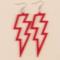 Red acrylic hollow lightning bolt earrings, trendy statement ear pendants for women. - Hollow Lightning Shape / Red