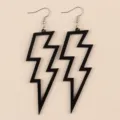 Pendientes de rayo huecos de acrilico, pendientes colgantes negros de moda para mujer. - Forma de Rayo Hueco / Negro