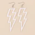 Pendientes de rayo hueco de acrílico blanco, joyería de moda punk exagerada para mujeres. - Forma de Rayo Hueco / Blanco