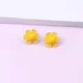Yellow acrylic flower stud earrings for women, sweet summer floral jewelry accessory. - Flower / Yellow
