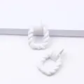 White geometric twisted square earrings, minimalist acrylic rubber paint ear studs for women fashion. - White