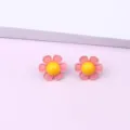 Pink flower acrylic stud earrings for women, sweet and fresh summer jewelry style. - Flower / Pink